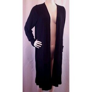 Fashion Nova Women's 1X Black Open Front Cardigan Peekaboo Split Sides Ribbed